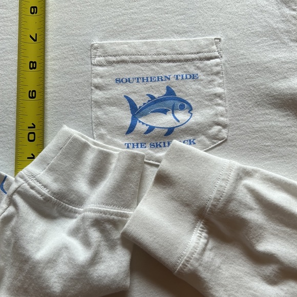 Southern Tide The Skipjack Long Sleeve Tee in Bright White/Carolina Blue, Size M - Picture 10 of 12